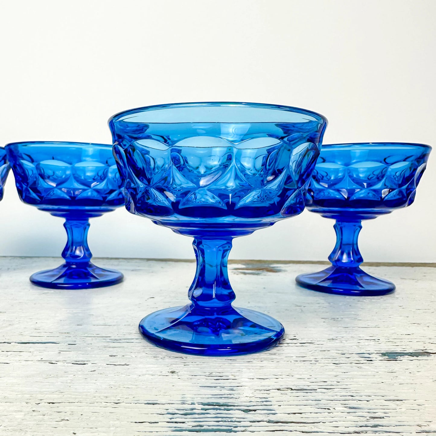 Vintage Noritake Perspective Blue Champagne Glasses | Set of 4