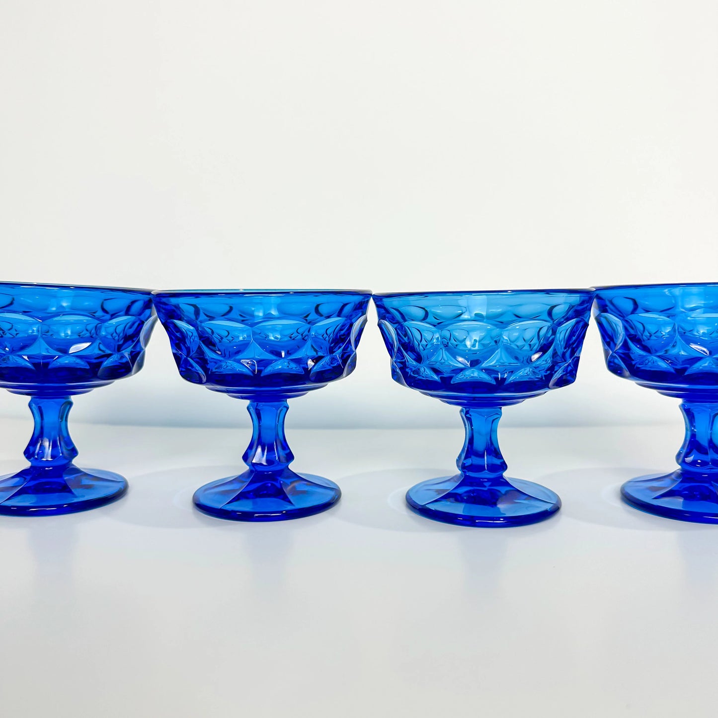 Vintage Noritake Perspective Blue Champagne Glasses | Set of 4