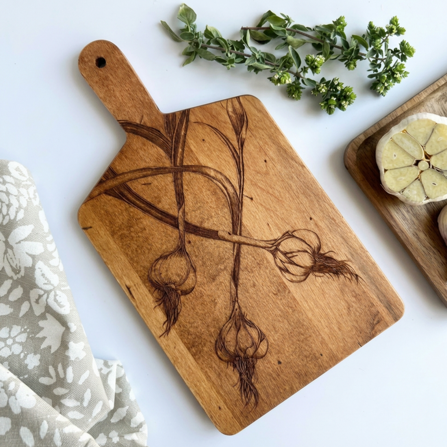 Laura Zindel Artisan Garlic Engraved Serving Board