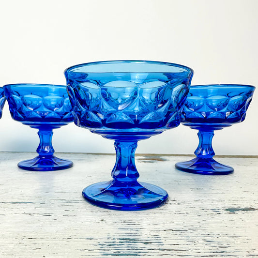 Vintage Noritake Perspective Blue Champagne Glasses | Set of 4